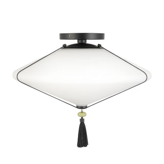 Reeve 15 in Matte Black Flush Mount with Opal Glass