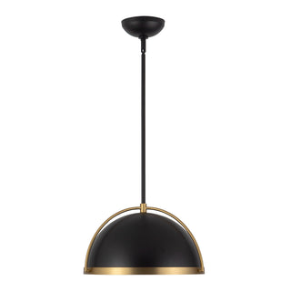 Springfield 15 in Black Pendant with Brushed Gold Accents