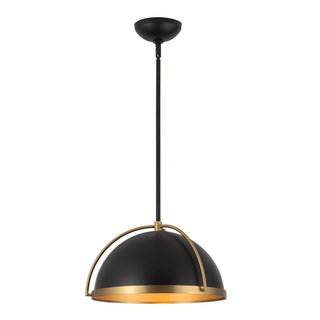 Springfield 15 in Black Pendant with Brushed Gold Accents