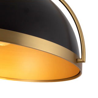Springfield 15 in Black Pendant with Brushed Gold Accents