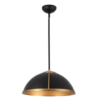 Springfield 19 in Black Pendant with Brushed Gold Accents
