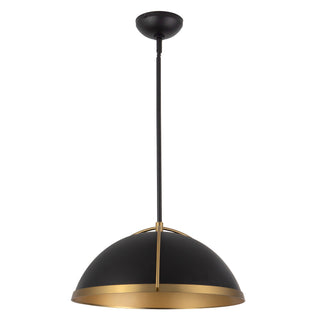 Springfield 19 in Black Pendant with Brushed Gold Accents