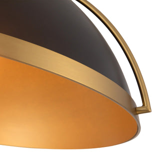 Springfield 19 in Black Pendant with Brushed Gold Accents
