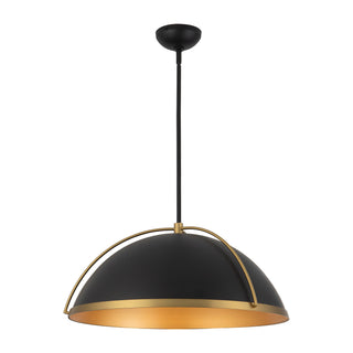 Springfield 25 in Black Pendant with Brushed Gold Accents
