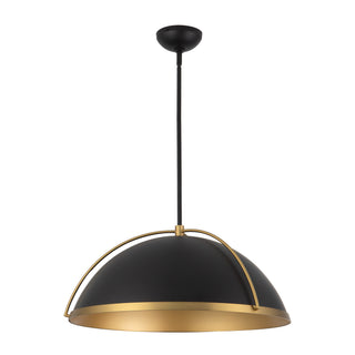 Springfield 25 in Black Pendant with Brushed Gold Accents