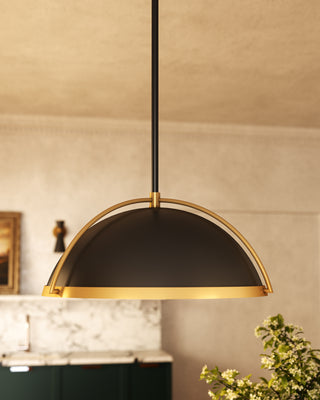 Springfield 25 in Black Pendant with Brushed Gold Accents