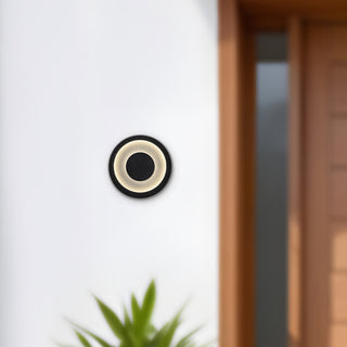 Stephord 5 in Black Dimmable LED Exterior Wall Sconce with Frosted Glass
