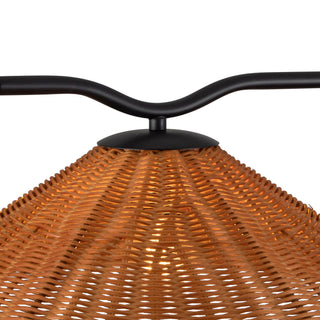 Tyde 50 in Black Linear Pendant with Natural Rattan Shades
