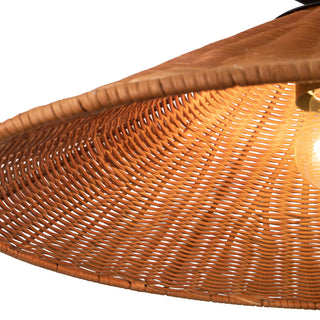 Tyde 50 in Black Linear Pendant with Natural Rattan Shades
