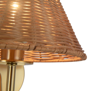 Tyde 8 in Brushed Gold Wall Sconce with Natural Rattan Shade
