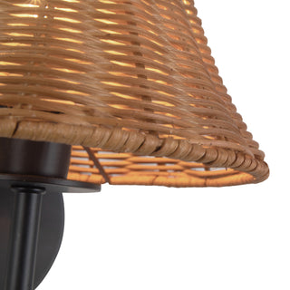 Tyde 8 in Black Wall Sonce with Natural Rattan Shade
