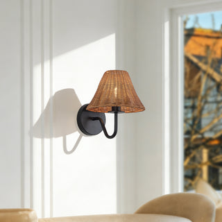 Tyde 8 in Wall Sconce with Natural Rattan Shade