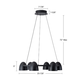 Yarrow 26 in Black Dimmable LED Chandelier