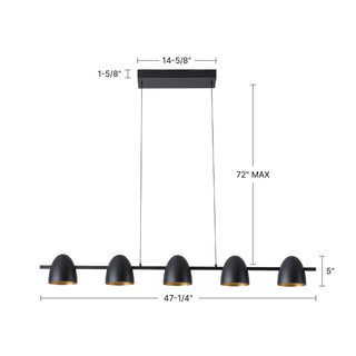 Yarrow 47 in Black Dimmable LED Linear Pendant